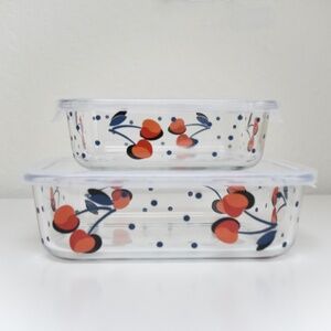 Kate Spade x Lenox Vintage Cherry Polka Dot Rectangular Glass Food Storage Set